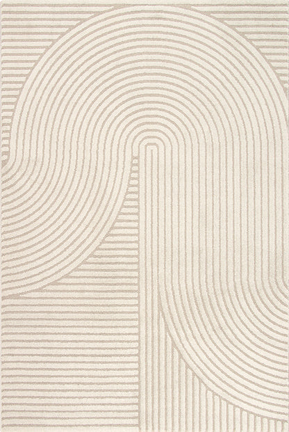 Elio Vloerkleed – Beige – Organisch Boogdesign – Laagpolig Vloerkleed