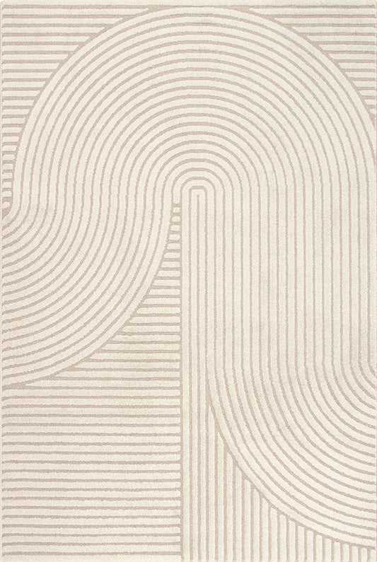 Elio Vloerkleed – Beige – Organisch Boogdesign – Laagpolig Vloerkleed