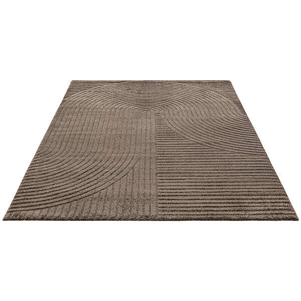 Elio Vloerkleed – Bruin – Organisch Boogdesign – Laagpolig Vloerkleed