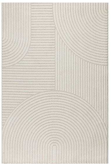 Elio Vloerkleed – Creme – Organisch Cirkeldesign – Laagpolig Vloerkleed