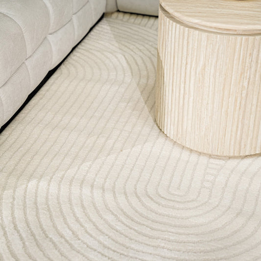 Elio Vloerkleed – Creme – Organisch Boogdesign – Laagpolig Vloerkleed