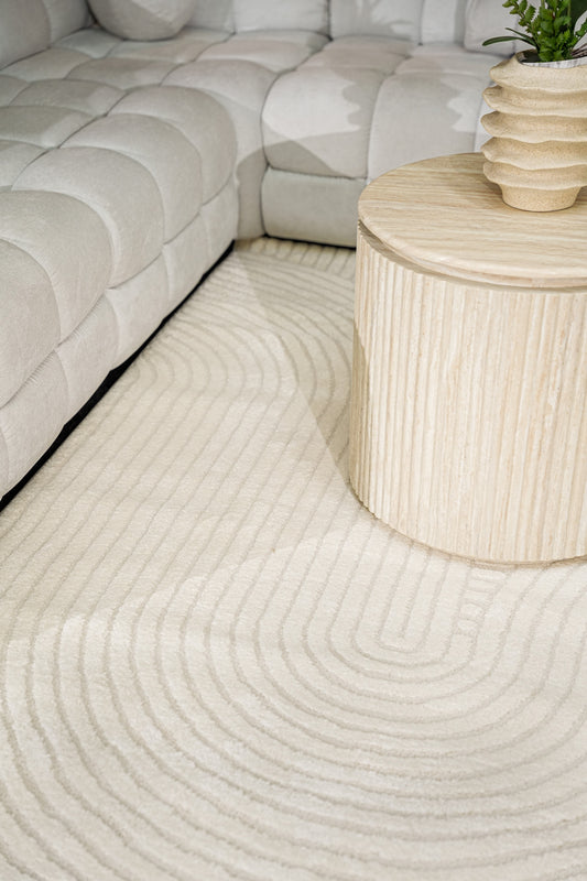 Elio Vloerkleed – Creme – Organisch Boogdesign – Laagpolig Vloerkleed