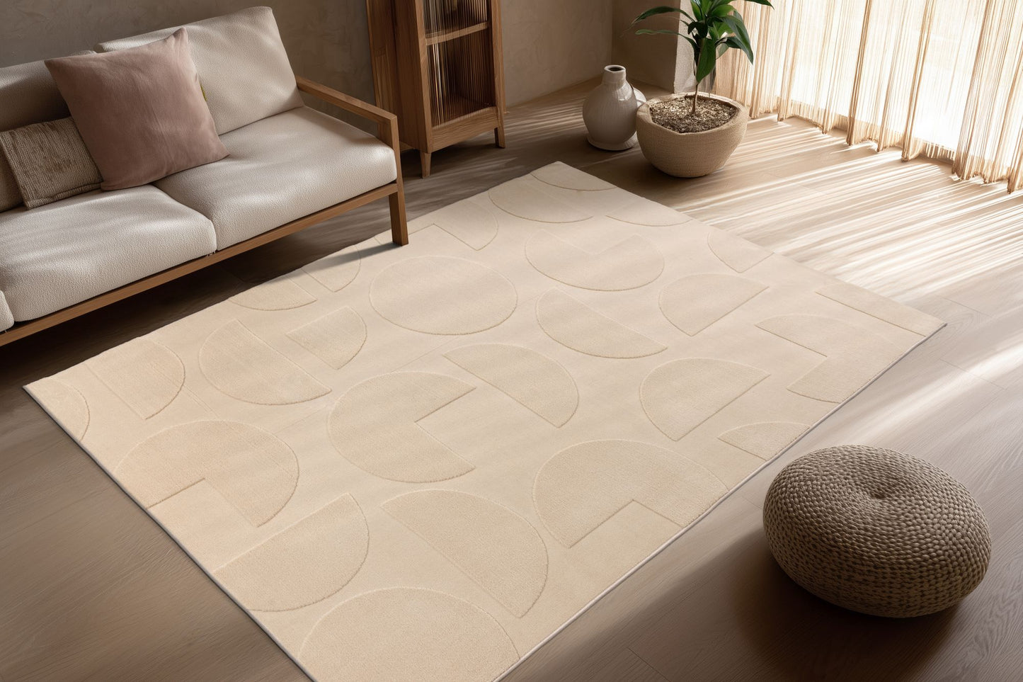 Focus – Beige 3D structuur – Laagpolig vloerkleed