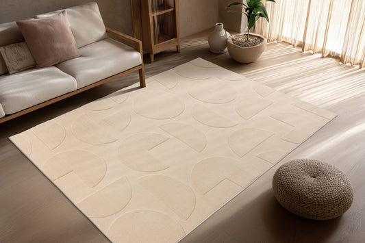 Focus – Beige 3D structuur – Laagpolig vloerkleed