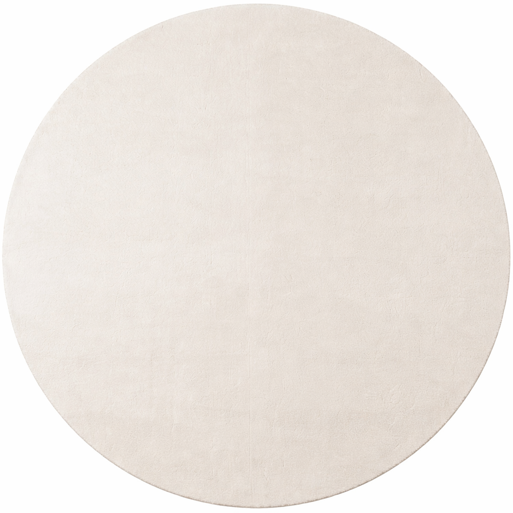 Joy Rond Vloerkleed – Creme/Ivory – Effen laagpolig vloerkleed – zacht en met glans