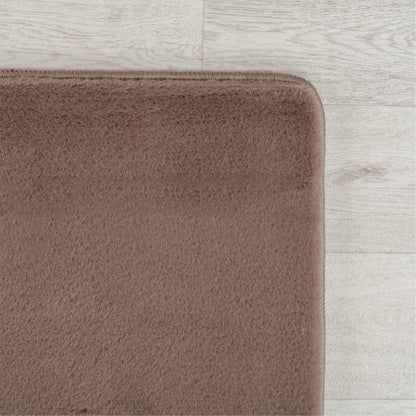 Joy Rond Vloerkleed – Mocca/Bruin – Effen laagpolig vloerkleed – zacht en met glans