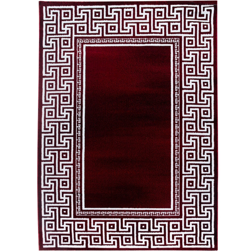 Parma Vloerkleed – Rood Klassiek Randmotief – Laagpolig & Modern Design