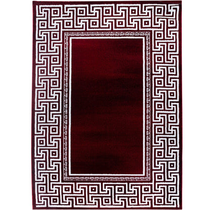 Parma Vloerkleed – Rood Klassiek Randmotief – Laagpolig & Modern Design