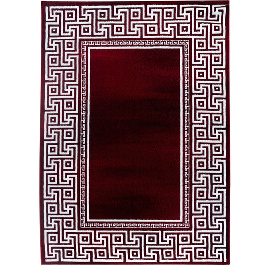 Parma Vloerkleed – Rood Klassiek Randmotief – Laagpolig & Modern Design