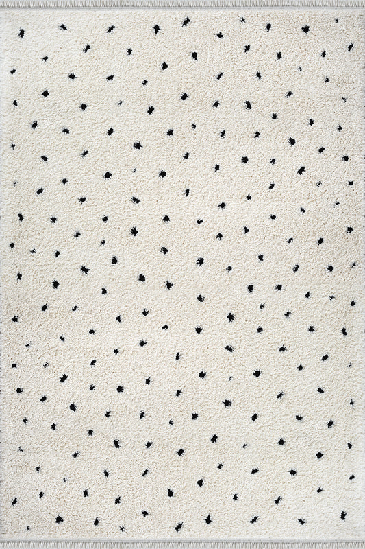 Ideal Shaggy Vloerkleed – Cream – Minimalistisch Spikkel Design – Hoogpolig Vloerkleed