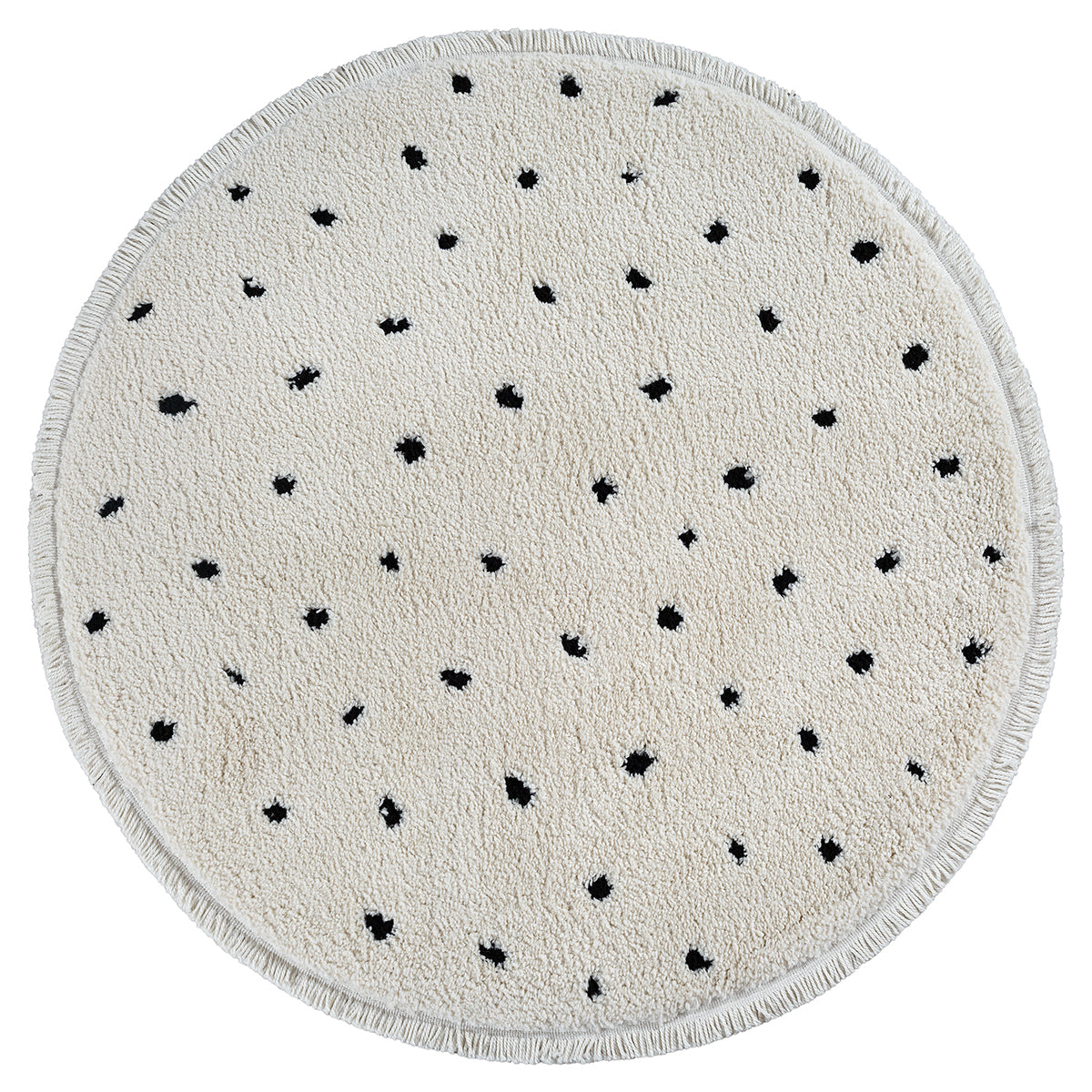 Ideal Shaggy Rond Vloerkleed – Cream – Minimalistisch Spikkel Design – Hoogpolig Vloerkleed