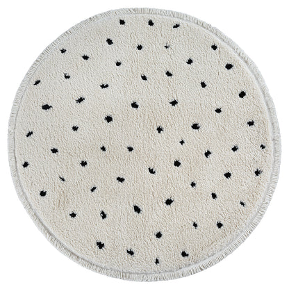 Ideal Shaggy Rond Vloerkleed – Cream – Minimalistisch Spikkel Design – Hoogpolig Vloerkleed