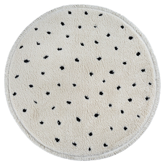 Ideal Shaggy Rond Vloerkleed – Cream – Minimalistisch Spikkel Design – Hoogpolig Vloerkleed