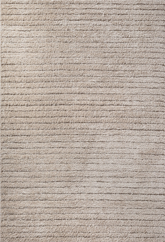 Ideal Shaggy Vloerkleed – Beige – Geribbelde Structuur – Hoogpolig Vloerkleed