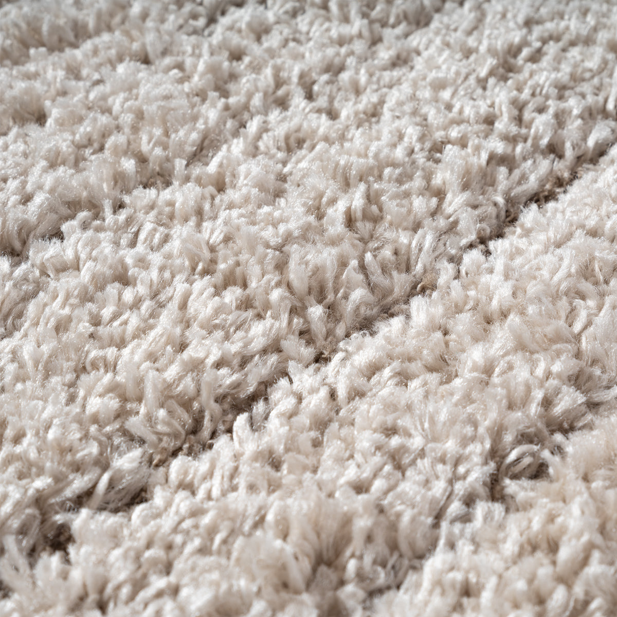 Ideal Shaggy Vloerkleed – Beige – Geribbelde Structuur – Hoogpolig Vloerkleed