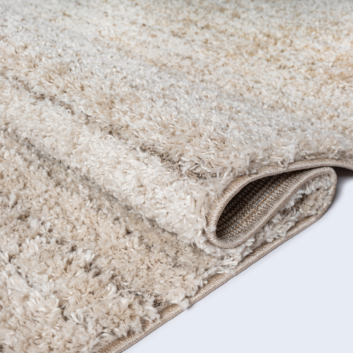 Ideal Shaggy Vloerkleed – Beige – Geribbelde Structuur – Hoogpolig Vloerkleed