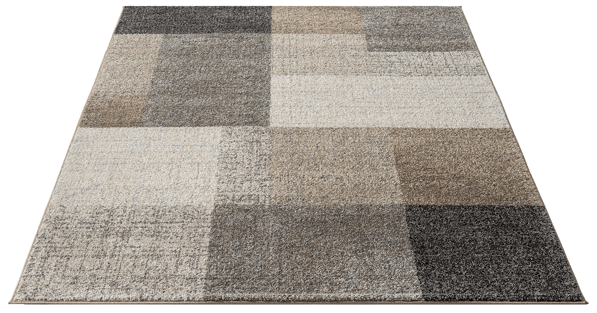 Thales Vloerkleed – Beige – Modern Blokdesign – Laagpolig Vloerkleed