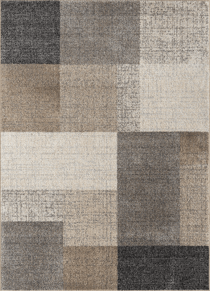 Thales Vloerkleed – Beige – Modern Blokdesign – Laagpolig Vloerkleed