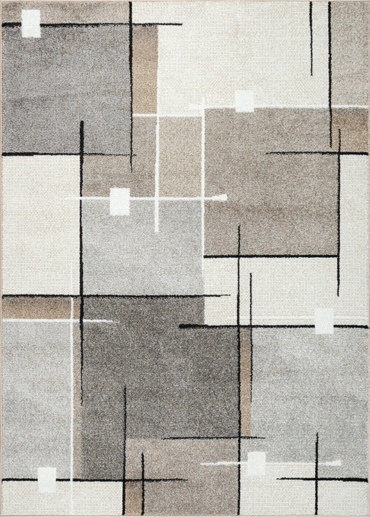 Thales Vloerkleed – Beige – Modern Lijndesign – Laagpolig Vloerkleed