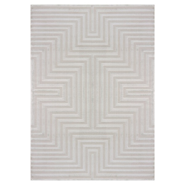 Sahara Vloerkleed – Zilver – Grafisch Geweven Design – Voor Binnen