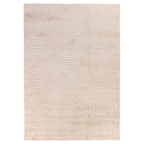 Sahara Vloerkleed – Beige – Rond Rastermotief – Laagpolig & Stijlvol