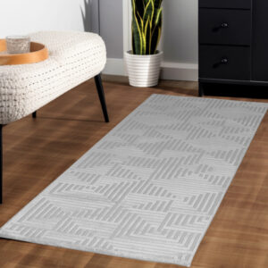 Sahara Vloerkleed – Zilver – Minimalistisch Rasterpatroon – Tijdloos Design