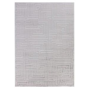 Sahara Vloerkleed – Zilver – Minimalistisch Rasterpatroon – Tijdloos Design