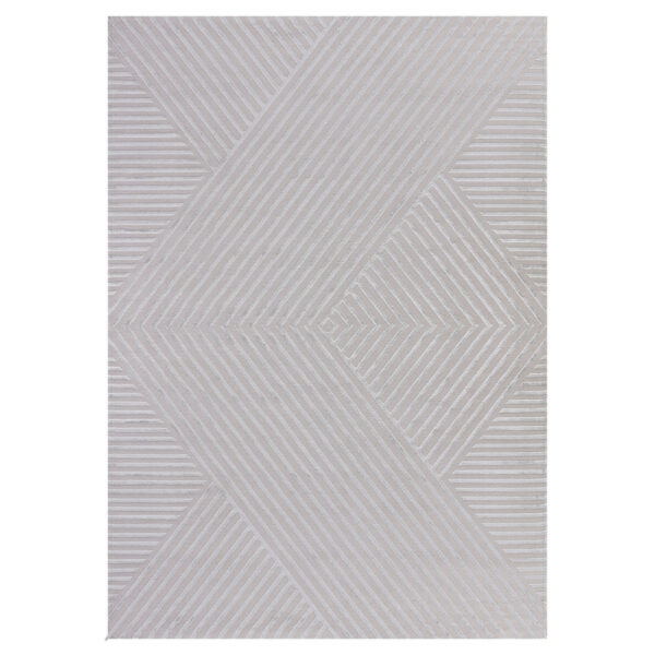 Sahara Vloerkleed – Zilver – Diagonaal Lijnenspel – Laagpolig & Modern