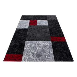 Hawaii Vloerkleed – Grijs/Zwart/Rood – Laagpolig – Modern 3D-Design