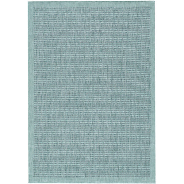 Giza Vloerkleed – Blauw met Kader – Laagpolig & Modern – Voor Binnen & Buiten