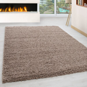 Mila Vloerkleed – Beige – Hoogpolig & Effen
