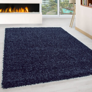 Mila Vloerkleed – Navy – Hoogpolig & Effen