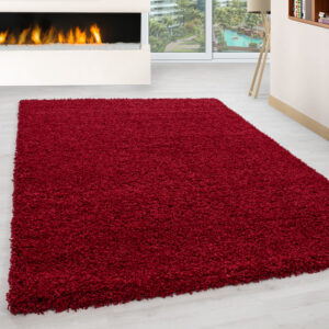 Mila Vloerkleed – Rood – Hoogpolig & Effen
