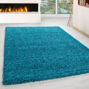 Mila Vloerkleed – Aqua – Hoogpolig & Effen