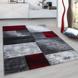 Hawaii Vloerkleed – Rood/Grijs/Zwart – Laagpolig – Modern 3D-Design