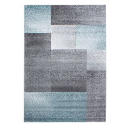 Lucca – Vloerkleed – Geblokt Grijs/Blauw – Modern & Laagpolig