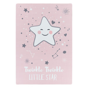 Play Vloerkleed – Kindervloerkleed – Little Star Roze – Laagpolig – Anti-Allergisch & Anti-Slip