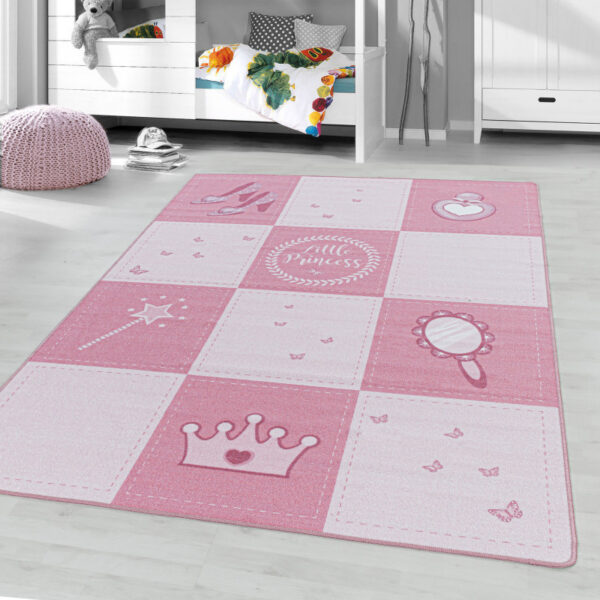 Play – Kindervloerkleed – Little Princess Roze – Laagpolig – Anti-Allergisch & Anti-Slip