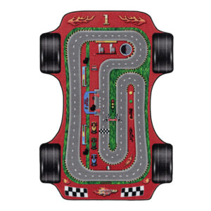 Play Vloerkleed – Kindervloerkleed – Raceauto Rood – Laagpolig – Anti-Allergisch & Anti-Slip