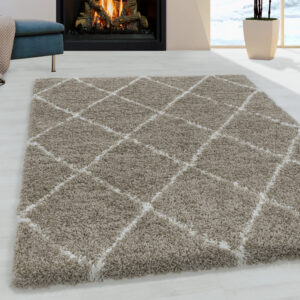 Hoogpolig Vloerkleed Alvor – Beige – Zacht & Pluisvrij