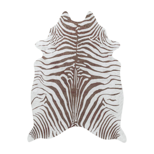 Etosha Vloerkleed – Zebra Bruin/Wit – Wasbaar & Zacht – Dierenhuid Look