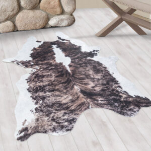 Etosha Vloerkleed – Koeienvacht Bruin/Wit – Wasbaar & Zacht – Dierenhuid Look