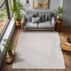 Loom Vloerkleed – Crème – Effen & Modern – Laagpolig Vloerkleed
