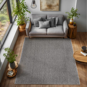 Loom Vloerkleed – Grijs – Effen & Modern – Laagpolig Vloerkleed