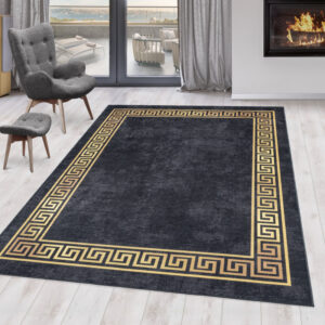 Fiesta Vloerkleed – Zwart/Goud – Wasbaar