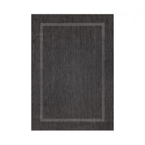 Relax Vloerkleed – Zwart – Laagpolig Kaderdesign – Voor Binnen & Buiten