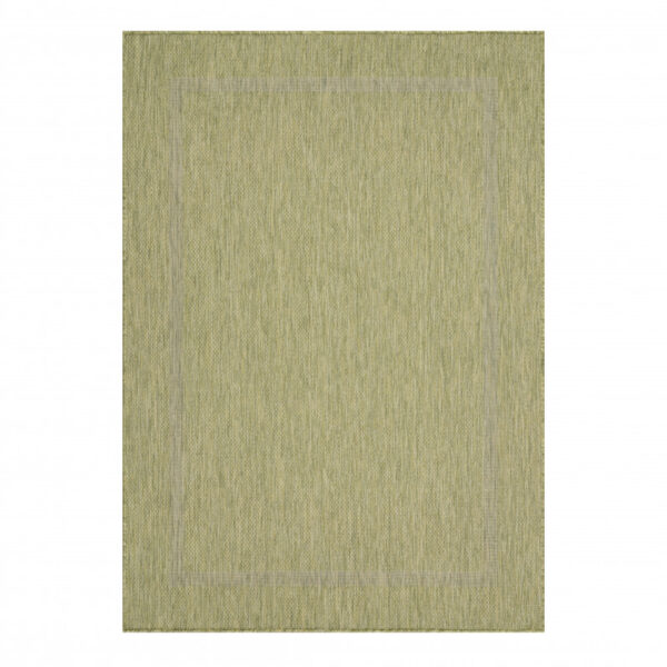 Relax Vloerkleed – Groen – Laagpolig Kaderdesign – Voor Binnen & Buiten
