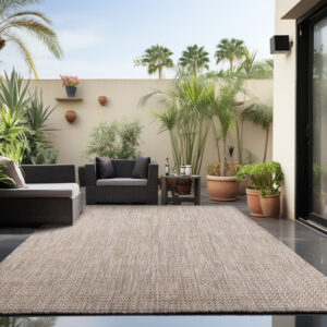 Zagora Vloerkleed – Beige – Laagpolig & Effen – Voor Binnen & Buiten