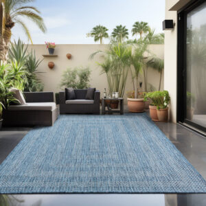 Zagora Vloerkleed – Blauw – Laagpolig & Kader Design – Voor Binnen & Buiten