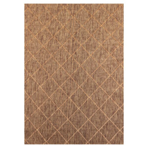 Zagora Vloerkleed – Terra/Oranje – Laagpolig & Geruit Design – Voor Binnen & Buiten